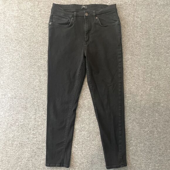 RIVER ISLAND Men's Mid-Rise Slim Tapered JIMMY Black Denim Jeans Size 30/32 x26 - Picture 2 of 16